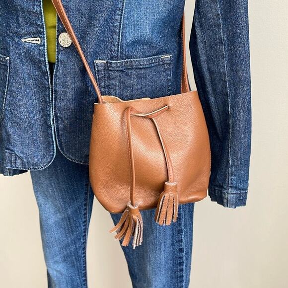 Shaffer Los Angeles Brown Leather La Greta Crossbody Bag 8.5"x6"x2" - Picture 1 of 5